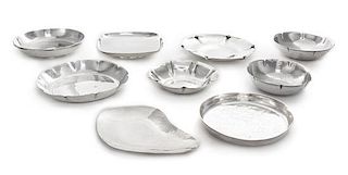 * A Group of Nine American Silver Small Dishes, Various Makers, 20th Century, comprising five lobed circular examples, two circu
