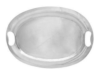 * A Mexican Silver Oval Serving Tray, Mexico City, having cut-out handles to the rim.