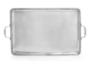 * A Mexican Silver Serving Tray, Sanborns, Mexico City, of rectangular form with a reeded border and knopped handles.
