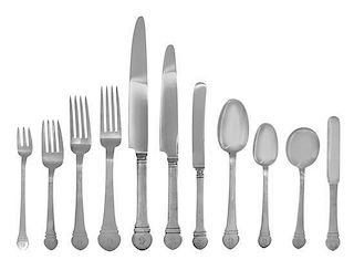 * An American Silver Flatware Service, George Gebelein, Boston, MA, 1940, comprising: 8 dinner knives 8 dinner forks 8 luncheon
