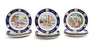 A Set of Twelve Chinese Export Famille Rose Porcelain Plates Diameter of each 9 3/4 inches.