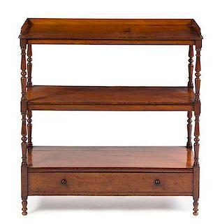 An American Mahogany Etagere Height 34 3/8 x width 32 7/8 x depth 12 inches.