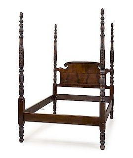 An American Classical Mahogany Poster Bed Height of posts 90 1/2 inches.