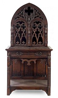 * A Gothic Revival Cabinet on Stand Height 70 x width 36 x depth 19 1/4 inches.