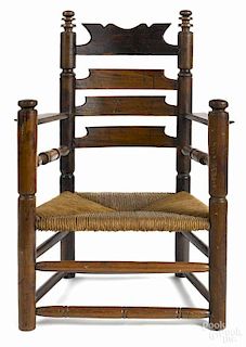 Rare New York William & Mary oak armchair, ca. 1