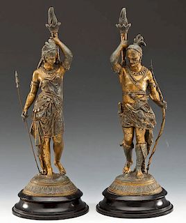 Bronzed Cast Metal Native American Figures