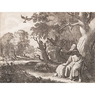 Engraving of Landscape with Figure by Pieter Nolpe (Dutch, 1613-1652)