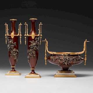 French Bronze Doré Garniture Set