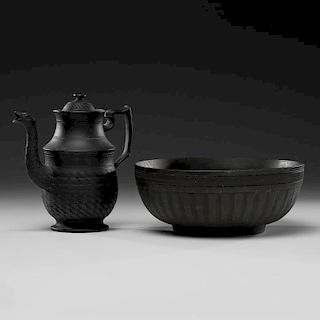 Wedgwood Black Basalt Bowl and Teapot