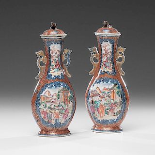 Chinese Export Lidded Urns