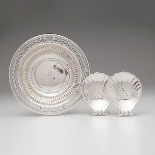 Sterling Fruit Bowl and Shell-Form Dishes