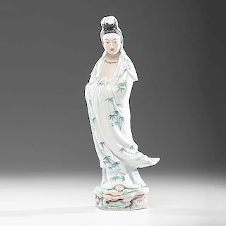 Chinese Republic Period Porcelain Guanyin Figure