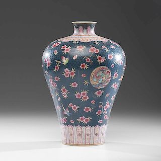Chinese Qing Famille Rose Meiping Vase