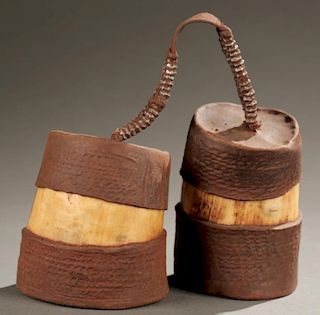 West African ivory & hide containers,early 20th c.