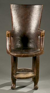 East African chair with lion head supports.