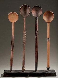 4 Zulu spoons, 20th c.