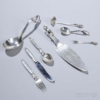Eight Pieces of Georg Jensen Sterling Silver Flatware