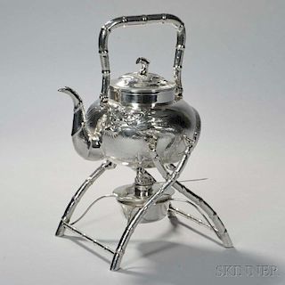 Chinese Export Silver Kettle-on-Stand
