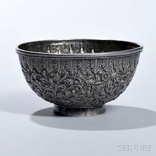British Colonial Silver Repousse Bowl