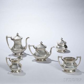 Five-piece Dominick & Haff Sterling Silver Tea and Coffee Service