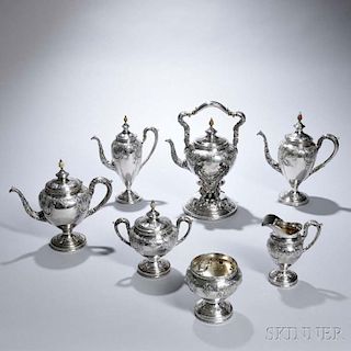 Seven-piece Dominick & Haff Sterling Silver Tea and Coffee Service