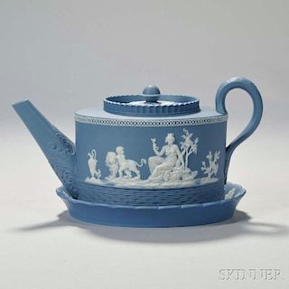 Neale and Co. Solid Blue Jasper Teapot, Cover and Stand
