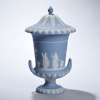 Wedgwood Light Blue Jasper Dip Vase and Cover