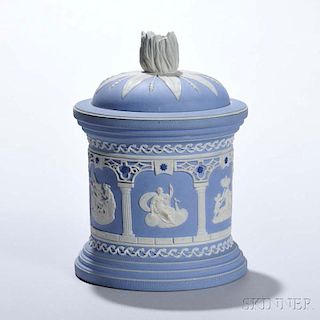 Adams and Bromley Light Blue Jasper Dip Tobacco Jar and Cover