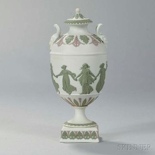 Wedgwood Tricolor Jasper Dancing Hours   Vase and Cover