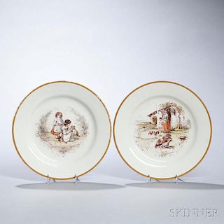 Two Wedgwood Émile Lessore Decorated Queen's Ware Plates