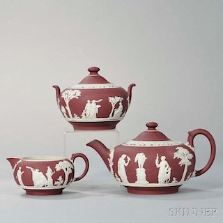 Wedgwood Three-piece Crimson Jasper Dip Tea Set