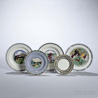 Five Wedgwood Daisy Makeig-Jones Designed Queen's Ware Plates