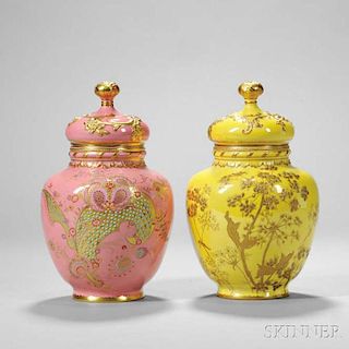 Two Royal Crown Derby Porcelain Jars and Covers