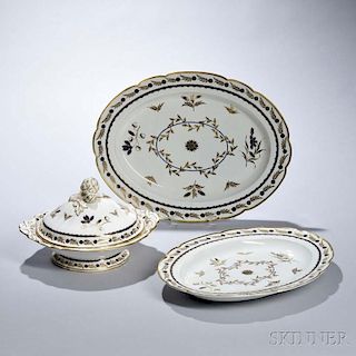 Three First Period Worcester Porcelain Serving Pieces