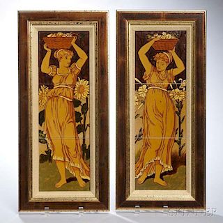 Pair of Aesthetic Majolica Tile Pictures