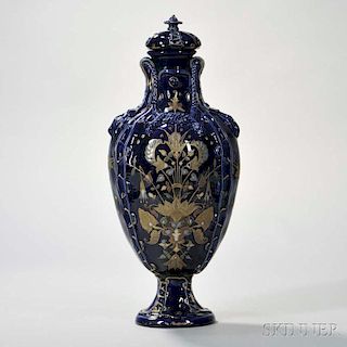 Sarreguemines Earthenware Vase and Cover