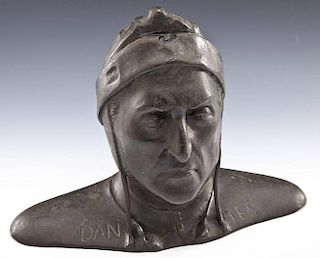 Continental Patinated Bronze Bust of Dantes