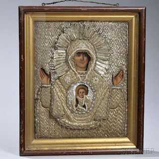 Orthodox Icon Depicting the Sign Mother of God