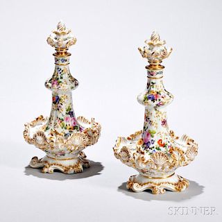 Pair of Limoges Porcelain Jacob Petit Bottles and Stoppers