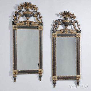Pair of Continental Neoclassical Parcel-giltwood Mirrors