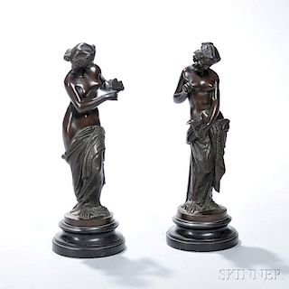 Pair of Grand Tour Bronze Figures of Nymphs