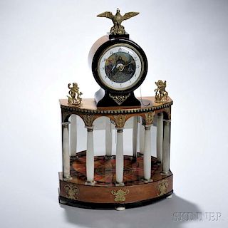 Biedermeier Fruitwood and White Onyx Mantel Clock