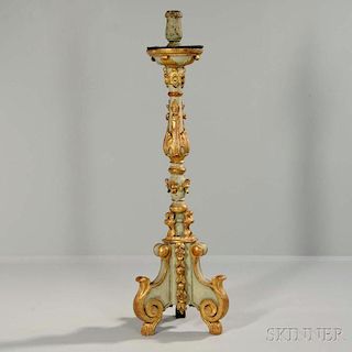 Italian Baroque-style Painted and Parcel-giltwood Torchere