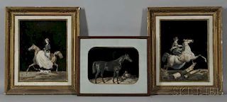 Three Framed Painted Silk Collages