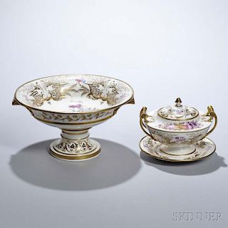 Group of British Gilt and Floral-decorated Porcelain Tableware