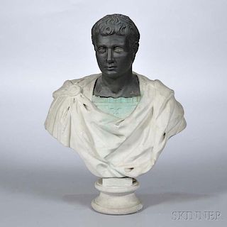 Iron and Cement Bust of a Roman