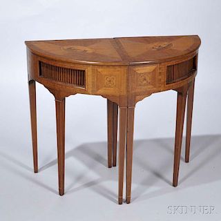 Pair of Georgian-style Inlaid Fan-shaped Tables