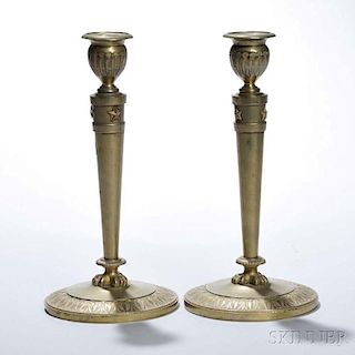 Pair of Empire Bronze Candlesticks