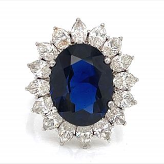 Platinum 10.00 Ct. Sapphire & Diamond Ring
