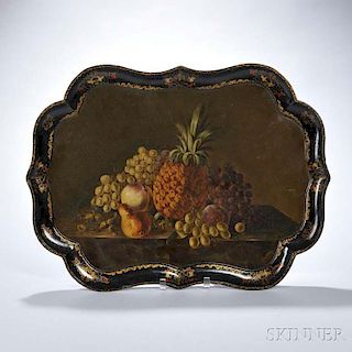 Victorian Papier-mache Tray with Painted Fruit